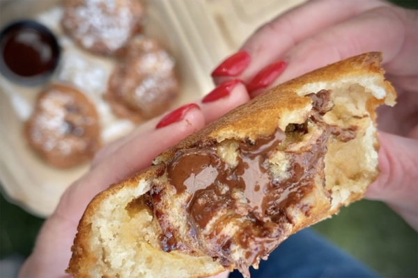 Deep fried chocolate chip cookie dough from Man V. Fries in Downtown Atlanta