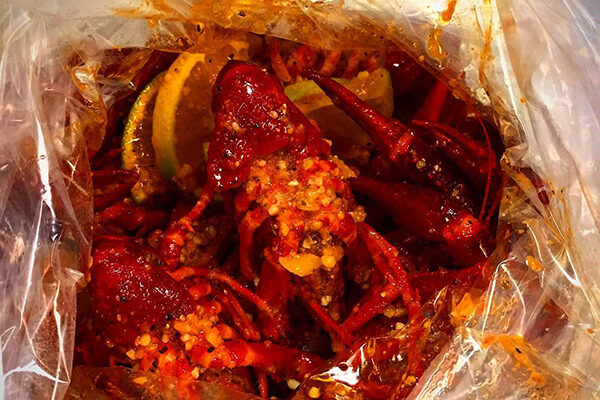 Crawfish boil bag from Shaking Crawfish in Buford Highway