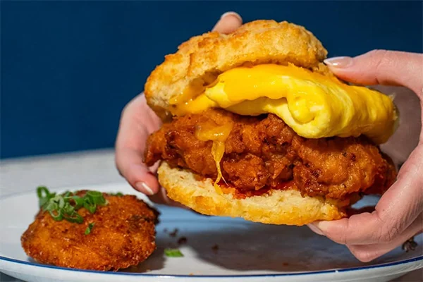 breakfast biscuit with fried chicken 